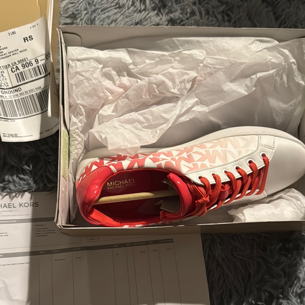 Michael Kors Red and White Sneakers Casual Athletic Style